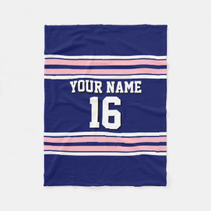 Manta Polar Azul marino con franjas blancas rosadas Jersey