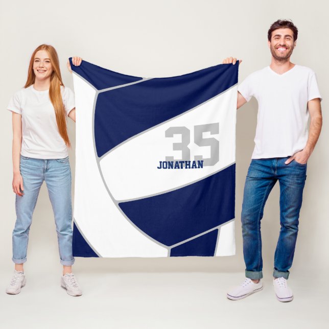 Manta Polar azul marino de voleibol gigante con nombre de atle (In situ)