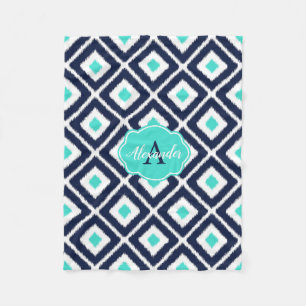 Manta Polar Azul marino, turquesa, diamante blanco