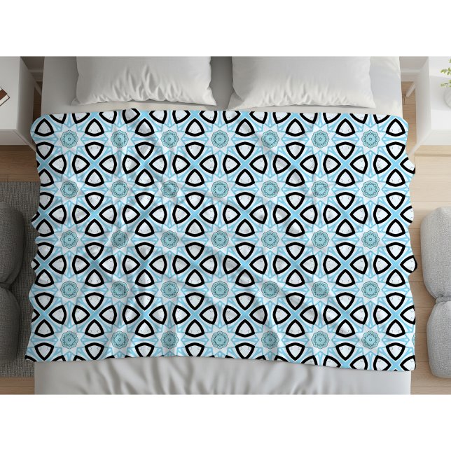 Manta Polar Azul, negro y blanco con estampado geométrico  (Subido por el creador)
