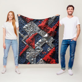Manta Polar Azul oscuro Rojo vivo Micro Mosaico 3D Plata