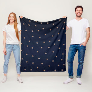 Manta Polar Azul oscuro y Rosa oro Purpurinoso rosa estrellas
