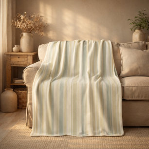 Manta Polar Azul Polvoriento Neutral Rayado Granja Rústica