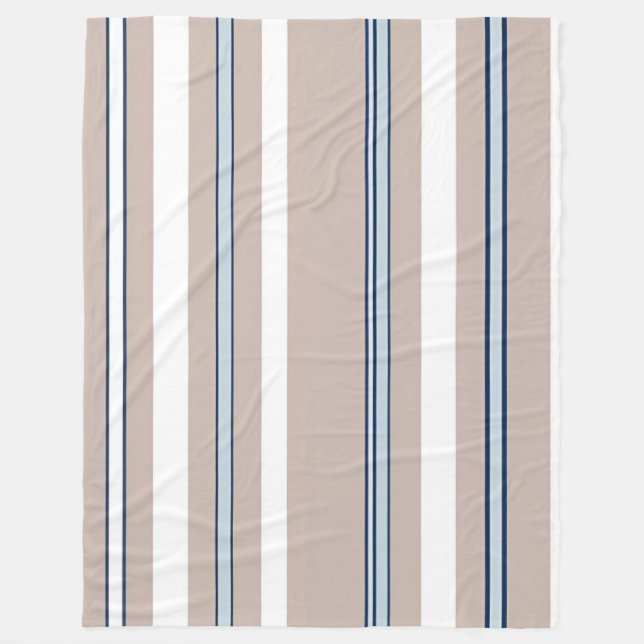 Manta Polar Azul rayado, blanco y beige con acentos negros (Anverso)