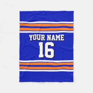 Manta Polar Azul real con franjas blancas Naranja Jersey V