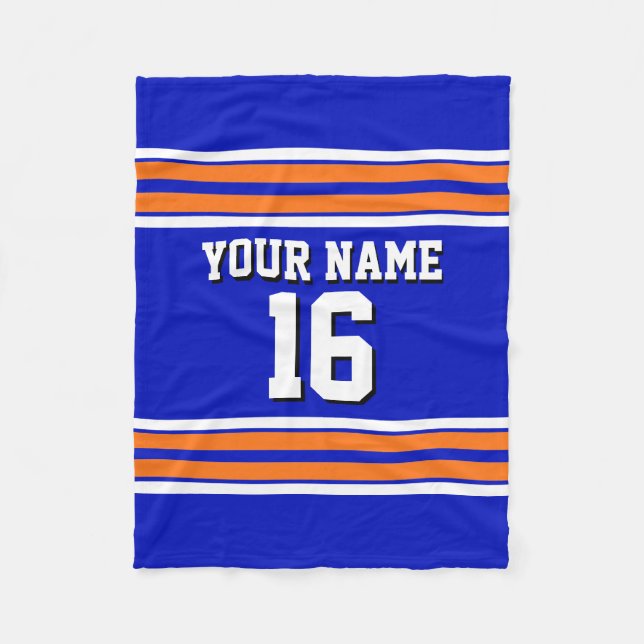 Manta Polar Azul real con franjas blancas Naranja Jersey V (Anverso)