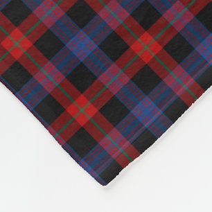 Manta Polar Azul real y tartán rojo marrón del clan