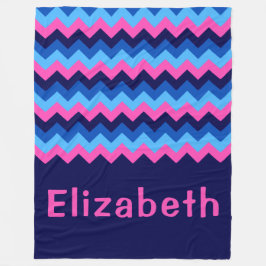 Manta Polar Azul Rosa Chevron Monograma Gran Funda