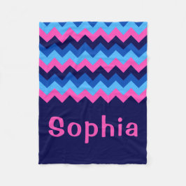Manta Polar Azul Rosa Chevron Monograma Pequeña Funda De Fleec