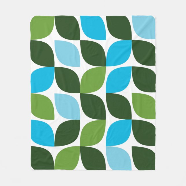 Manta Polar Azul, verde, fresco, moderno y natural abstracto (Anverso)