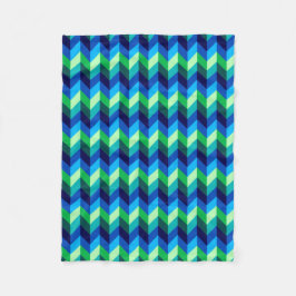Manta Polar Azul Verde Ombre Chevrons Pequeña Funda De Fleece