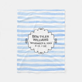 Manta Polar Azul y franja blanca del bebé personalizado