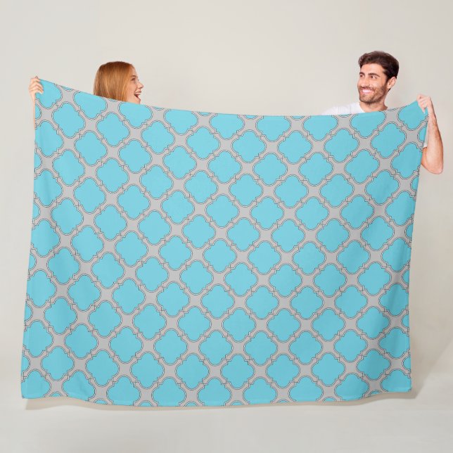 Manta Polar azul y gris de quatrefoil (In situ)