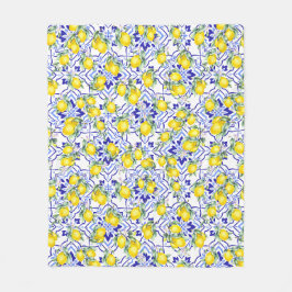 Manta Polar Azulejo de Acuarela de Campo Francés Azul Limón