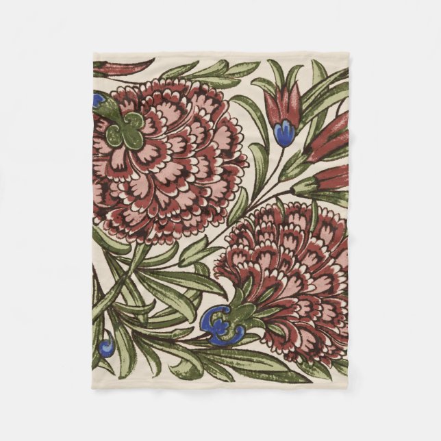 Manta Polar Azulejo de Flor de Clavel Antiguo Rústico Arte De  (Anverso)