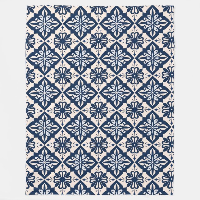Manta Polar Azulejo portugués azul y blanco (Anverso)