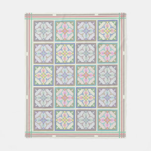 Manta Polar Azulejos y rayas afganas - Variaciones pasteles