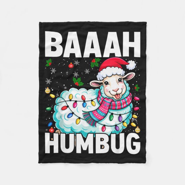 Manta Polar Baaah Humbug Sheep Xmas Lights Funny Anti Christma (Anverso)