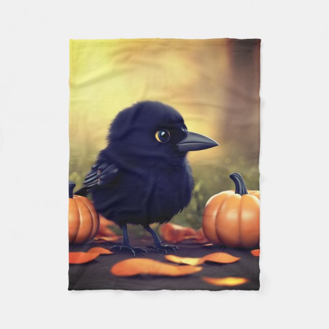 Manta Polar Baby black crow and pumpkins  (Anverso)