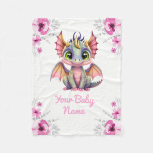 Manta Polar Baby Blanket Chica Dragon Nombre Personalizado Gif