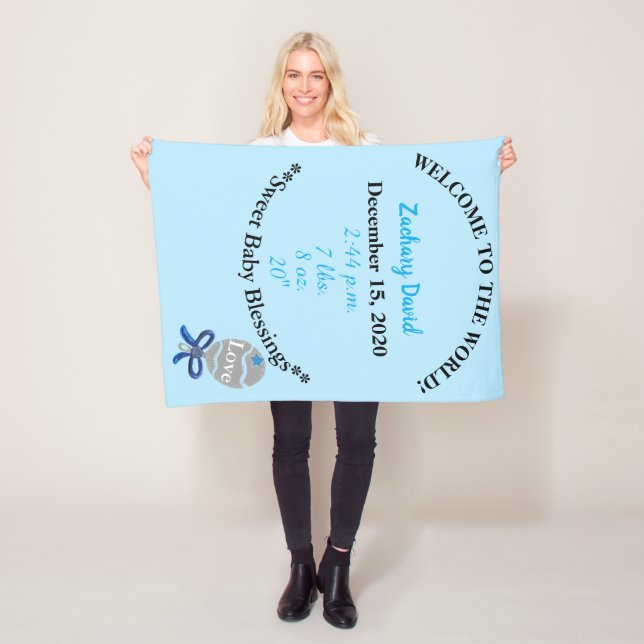 Manta Polar Baby Boy Blue Rattle Fleece Blanc (In situ)