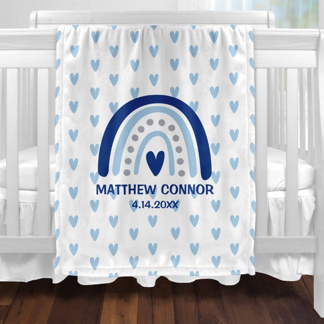 Manta Polar Baby Boy Rainbow and Hearts Personalized (Subido por el creador)