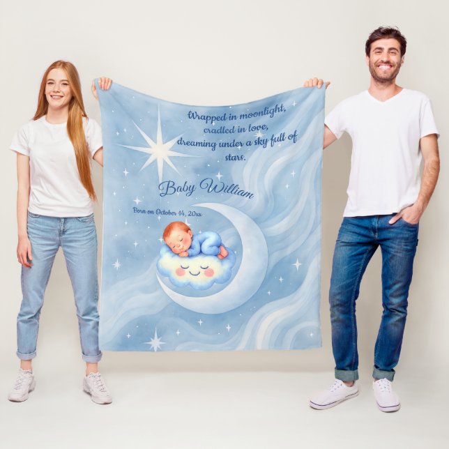 Manta Polar Baby Boy Shower Invitan a la Moonlight Stars Water (In situ)
