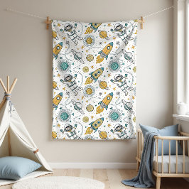 Manta Polar Baby Boy Space Blanket Planets & Rocket Design