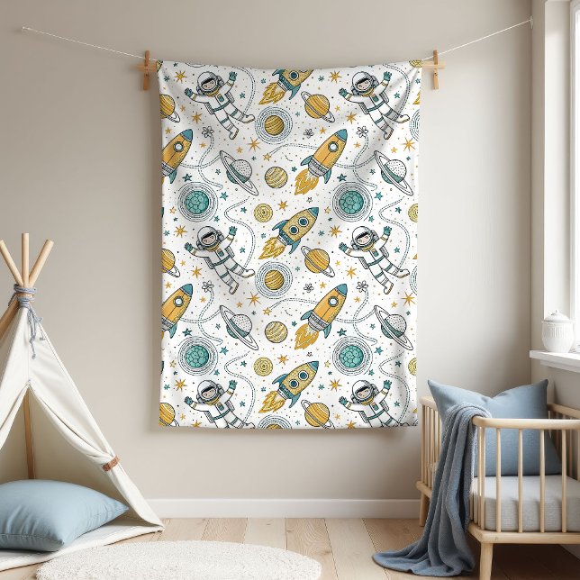 Manta Polar Baby Boy Space Blanket Planets & Rocket Design (Baby Boy Space Blanket Planets & Rocket Design)