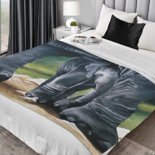 Manta Polar Baby Elephant Gray Cute