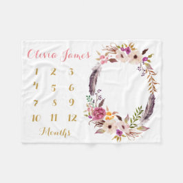 Manta Polar Baby Girl Milestone Monthly Baby Blanket