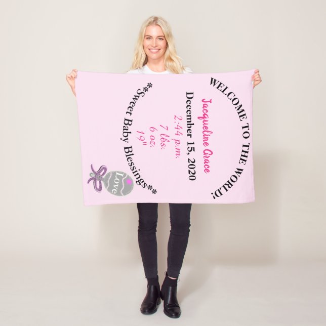 Manta Polar Baby Girl Pink Rattle Fleece Blanket (In situ)