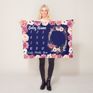 Manta Polar Baby Milestone Blanket Personalizado Baby Girl Gif