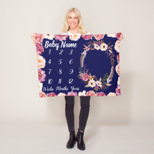 Manta Polar Baby Milestone regalo personalizado de Chica Baby 