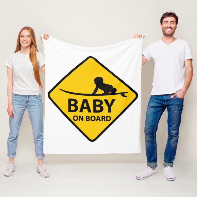 Manta Polar Baby on Board funny baby design with surf board (In situ)