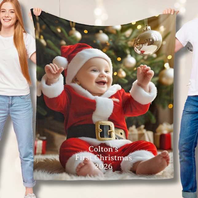 Manta Polar Baby's First Christmas Fleece Blanket Custom Photo (Subido por el creador)