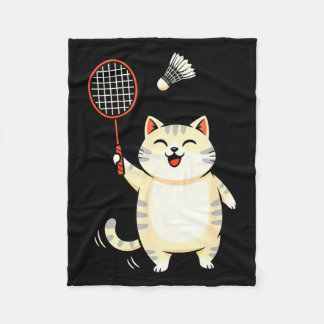 Manta Polar Badminton Cat Cartoon Art, Funny Cat Design For Ca