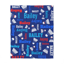 Badminton lleva nombres blancos, azules y rojos