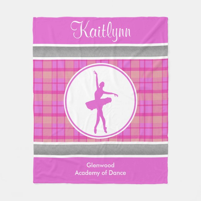 Manta Polar Bailarín rosado personalizado de la tela escocesa (Anverso)