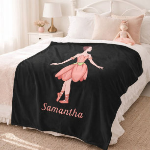 Manta Polar Bailarina rosa y negra personalizada