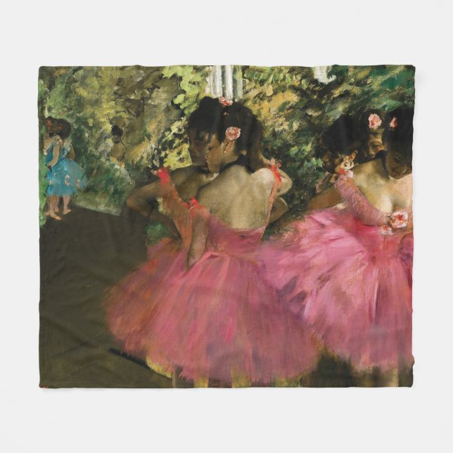 Manta Polar Bailarinas en rosa de Edgar Degas (Frente (Horizontal))