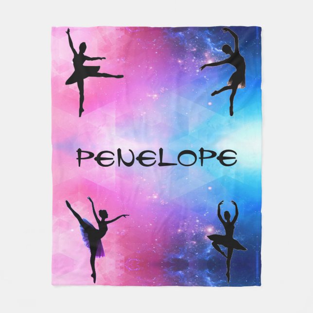 Manta Polar Bailarinas Resumen rosa y azul Ballerina Blanket (Anverso)