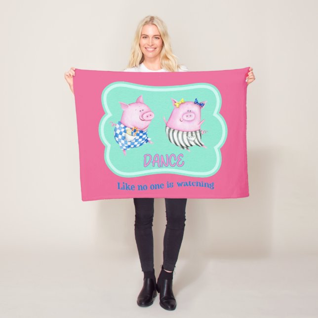 Manta Polar Baile como si nadie viera cerdos bailables felices (In situ)