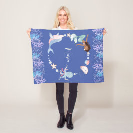 Manta Polar Bajo el mar los niños nombre personalizado Fleece 