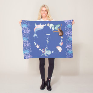 Manta Polar Bajo el mar los niños nombre personalizado Fleece