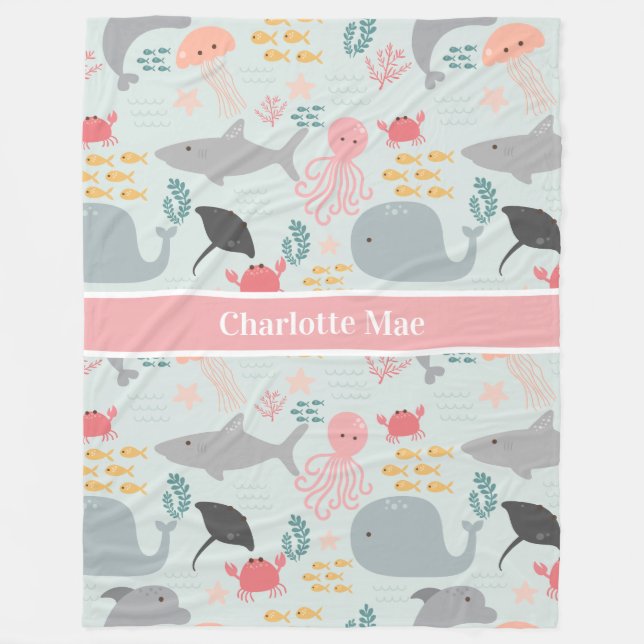 Manta Polar Bajo El Patrón De Amigos Del Mar (Anverso)