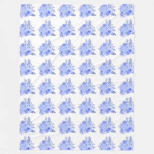 Manta Polar Balcón floral azul y blanco