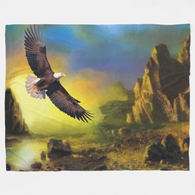 Manta Polar Bald Eagle Fleece Blanket (Frente (Horizontal))