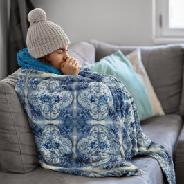 Manta Polar Baldosas antiguas en azul delft