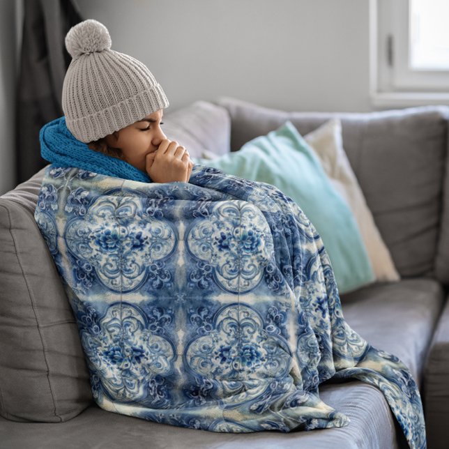 Manta Polar Baldosas antiguas en azul delft (Subido por el creador)